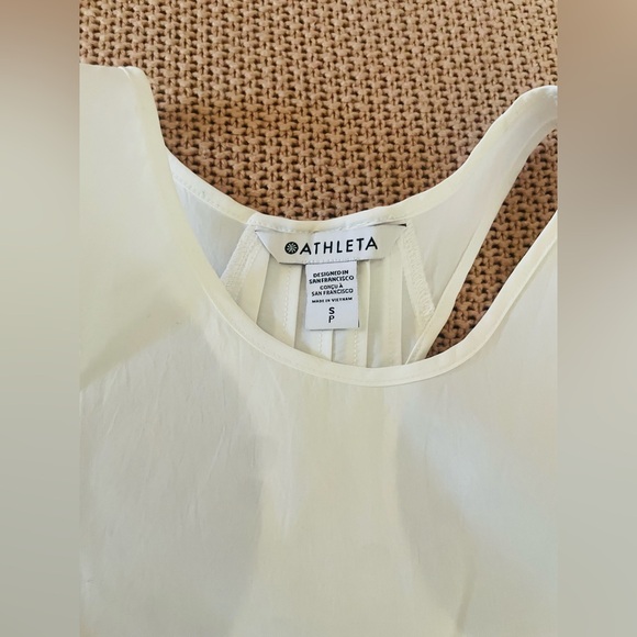 Athleta White High Neck Pleated Tank Size S - Picture 4 of 5